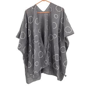 TREZO Wrap Shawl Circles Lagenlook Gray White Artsy Art Funky Cotton Blend Light